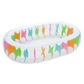 Large Portable Oval Inflatable Family Pool With Printed PVC Floating Ladder, Essential For Outdoor Summer Swimming