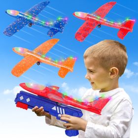3 Pack Airplane Launcher Toys, 2 Flight Mode LED Glider Catapult Plane Toy