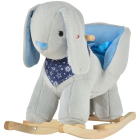 Qaba Gray Rocking Horse for Toddlers 18-36 Months, Soft & Soothing with Cradlesong, Traditional Ride-On Toy, Perfect Gift