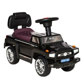 Aosom SUV Style Kids Ride On Push Car Black with Horn Music Lights Storage Anti-dumping