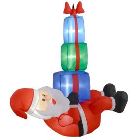 Outsunny 5' Inflatable Santa Claus, Outdoor Blow-Up Santa & Three Gift Boxes w/ LED Lights, Christmas Decor Outside for Party