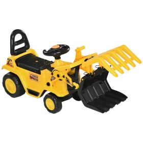 Aosom Outdoor Ride-On Excavator Toy for Kids, Sound Effects, Under-Seat Storage, Treaded Wheels