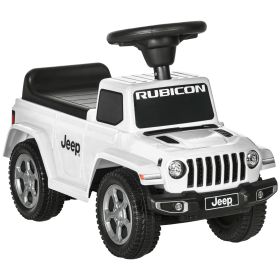Aosom Licensed Jeep Kids Ride-On Push Car, Foot-to-Floor Sliding Car with Horn, Engine Sound, Storage, White
