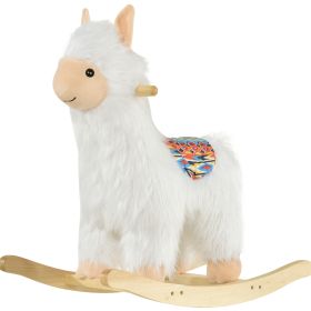 Qaba Llama Sheep Style Rocking Horse, Kids Ride-On Toy with Handle Grip & Saddle, Traditional & Fun Toddler Gift, 18-36 Months, White