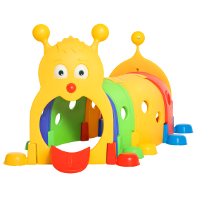 Qaba Caterpillar Tunnel, Kids Outdoor Play, Multicolor 59 Inches Long, Non-toxic PP, Toddler Toy for 3-6 Years Old