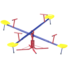 Outsunny 4 Seat Kids Seesaw Spinning Teeter Totter with 360° Rotation, Outdoor Playground Equipment, 88 lbs, for 3-8 Years Old, Multicolor