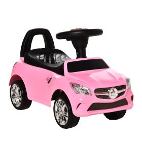 Aosom Pink Toddler Ride On Toy Car Foot-to-Floor with Music Horn Headlights Storage
