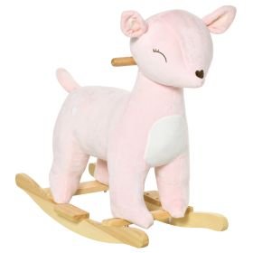 Qaba Deer Animal Rocking Horse Plush Toy, for Kids 36-72 Months with Realistic Sounds, Child Rocker