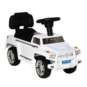 Aosom White SUV Style Kids Push Car Ride On Toy with Music Horn Lights and Storage