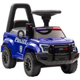 Aosom Kids Blue Ride-On Push Car with Megaphone, Sliding Toy with Under Seat Storage, Removable Backrest for Ages 2-5