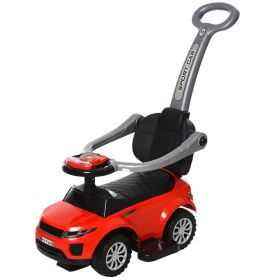 Aosom Kids 3 in 1 Push Car Ride-On Stroller Sliding Walking Toy with Horn Music Light Secure Bar for Boys Girls 1-3 Years Old Red