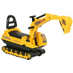 HOMCOM Kids Excavator Toy with Rotatable Digging and Storage Bucket, Kids Ride-on Construction Car for 3-8 Years Old, Yellow & Black