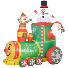 Outsunny 6' Blow up Christmas Decorations, Inflatable Christmas Train w/ White LED Lights, Ideal for Yard, Holiday, Party