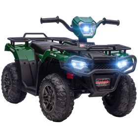 Aosom Green 12V Kids ATV Electric 4-Wheeler Ride-On Toy with Music LED Headlights Forward Backward Function for Ages 3-5