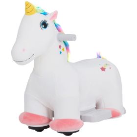 Qaba Kids Ride on Unicorn, 6V Battery Powered Electric Ride on Animal Toy w/ Music Forward, Foot Pedal for Aged 18-36 Months