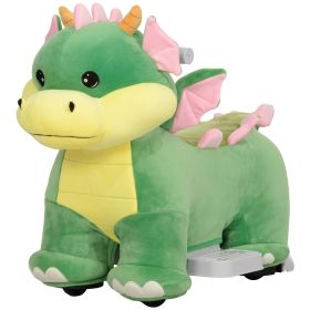 Qaba Battery Powered Ride on Toy, 6V Ride on Horse with Music Forward, PU Wheels, for 18-36 Months, Green