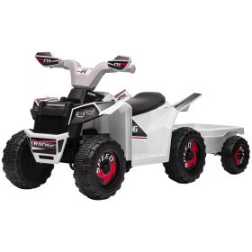 Aosom 6V Electric Toy Car with Back Trailer, Forward Backward, Wear-Resistant Wheels for Ages 18-36 Months, White