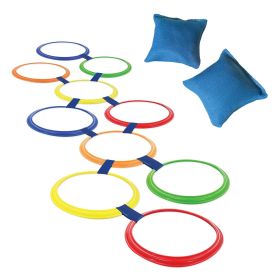 Hopscotch Rings Play Set for Kids – 10 Interlocking Rings, 2 Bean Bags, Indoor Outdoor Active Game, Ages 3+