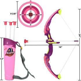 Light-Up Bow and Arrow Archery Toy Set for Girls – Outdoor Sport Set with Target, 3 Suction Arrows, Quiver – Indoor/Outdoor Play