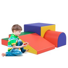 Qaba 4 Piece Foam Play Set, Soft & Safe Kids Toddlers Children Climbing Set for Crawling or Sliding, Assorted