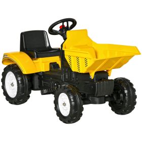 Aosom Manual Control Excavator Toy Car, Ride-On No Power Digger with Bucket, for Ages 3-6, Yellow