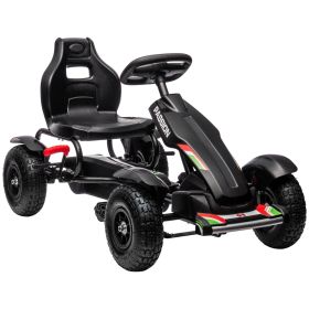 Aosom Outdoor Kids Pedal Go Kart Ride-On Toy Black with Adjustable Seat Handbrake Non-Slip Wheels for Boys Girls 5-12