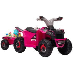 Aosom Toddler Electric Car 6V Pink with Back Trailer and Wear-Resistant Wheels for 18-36 Months