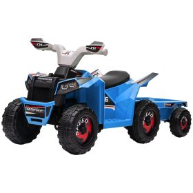 Aosom 6V Electric Toddler Toy Car in Blue with Trailer, Forward/Backward, Wear-Resistant Wheels for 18-36 Months