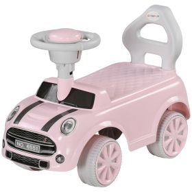 Qaba Foot to Floor Toddler Ride on Toy, Sliding Car w/ Horn, No Tip Anti-Over-Backwards System for 18-36 Months, Pink
