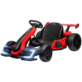 Aosom 24V 7.5 MPH Kids Go Kart Electric Grift Kart with Adjustable Seat, Children Playing Pedal Kart Toy, Slow Start, Red
