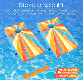 Cipton 35-inch Inflatable Pool Cornhole Set Toss Games for Kids and Adults