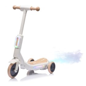 2in1 Kids Ride On Three-Wheel Electric Scooter,Tail Color Lights W/Spray,Wider Pedal,PU Wheels For Effective Floor Protection
