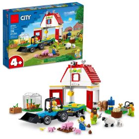 City Barn & Farm Animals Toys;  60346 Playset with Tractor and Trailer;  Sheep;  Cow and Pig plus Babies Figures;  Learning Toys for Kids Age 4 Plus