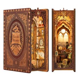 CUTEBEE Book Nook Kit, DIY Booknook Miniature House Tiny House 3D Wooden Puzzle Dollhouse Kit for Adults and Teens, Bookshelf Insert Decor