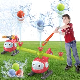 4 In 1 Water Sprinklers T Ball Set For Kids And Toddlers, Baseball Sprinkler For Backyard Helicopter Toy Outdoor Game, Attaches To Garden Hose Su (Option: 4in1)