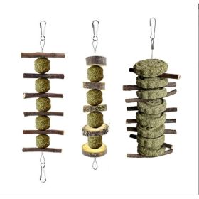 Rabbit Chew Toys, 3PCS Pet Chew Toys For Rabbit Chinchilla Hamster Molars Chew Toys Apple Sticks Grass Ball , Grass Cake Skewer For Hamster (Option: Default)