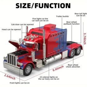Rear Pull Truck -1-24 Ratio Collectible Alloy Model Car Toy With Realistic Design, Detailed Wheels And Chrome Elements, Perfect Gift For Young Pe (Option: Red)