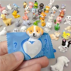 24 Pcs Garden Miniature Ornament Blind Box - Resin Farm Animal Figurines (Option: White)