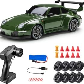 Scale 2.4GHz 4WD Remote Control RC Drift Car  High Speed LED Lights Drift Tires Kids  Toy For Indoor  & Outdoor Play Easter Gift RC Cars (Option: Green)