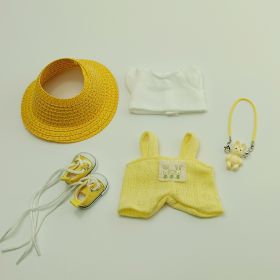 5PCS-Set Cute Hat Shoes Doll Clothes Outfit Set For LABUBU 15CM-17CM Doll, Adorable Dress Up Accessories For Doll - Dolls Not Included (Color: Yellow)