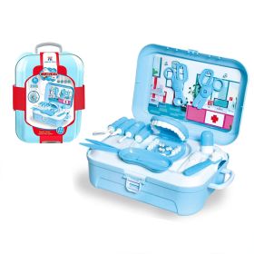 Children's Play Family Doctor Toy Backpack Storage Box (Color: Blue)