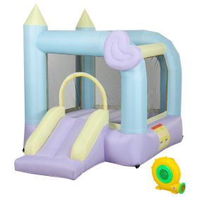 Inflatable Bounce House With Air Blower, Slide, Stakes, Repair Patches, Storage Bag, For Kids Ages 3-8, 98 X 65 X 79 (Option: Color mixing)