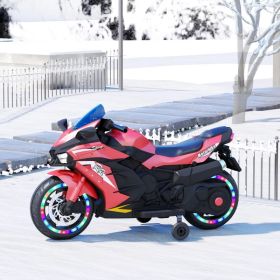 12V Electric Motorcycle For Kids, Powered Toy Motorcycle, Child Motorcycle Ride On With Light Wheels And Bluetooth Music Red - No Shipping On Wee (Option: defaulttitle)