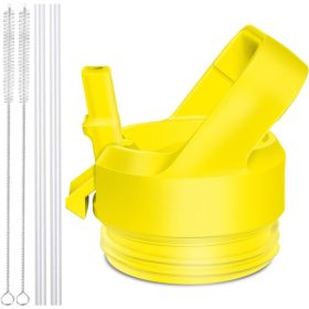 Water Bottle Lid, Direct Drinking Lid, Stainless Steel Insulated Cup, Multifunctional Sealed Lid With 2 Straws And 2 Brushes, Straw Lid (Option: Default)