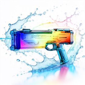 Blue Futuristic Electric Water Gun, Rechargeable Transparent Gradient Water Cannon, Continuous Firing, Suitable For Pool, Beach, And Outdoor Wate (Option: Blue)