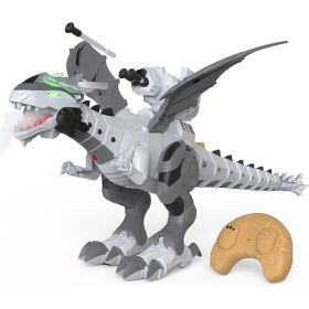 2.4GHz RC Robot Dinosaur Toy With Mist Spray, Roaring Sounds, Walking Motion And Manual Dart Launcher, White (Option: White)