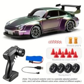 Scale 2.4GHz 4WD Remote Control RC Drift Car  High Speed LED Lights Drift Tires Kids  Toy For Indoor  & Outdoor Play Easter Gift RC Cars (Option: Gradient)