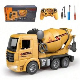 Rechargeable 1 16 RC Cement Mixer. 11 Channel Construction Truck Toy With Dynamic Lights And Authentic Sounds, Engaging Educational Gift For Chil (Option: 689 814A)