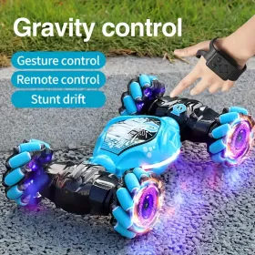 Remote Control Toy Car, Stunt Twist Car. With Music And Lighting Effects. The Toy Car Has A Built-in Rechargeable Lithium Battery. The Remote Con (Option: Blue)