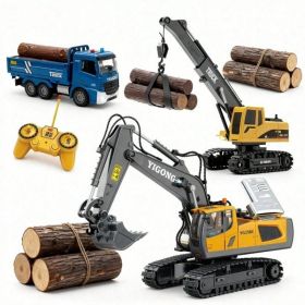Interactive Remote Control Construction Fleet. All In One Playset With Excavator, Dump Truck, Crane & Forklift, Equipped With Realistic Lights, A (Option: BC 1043   689 838A)